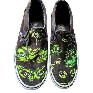 VANS Eyes In The Dark Slip On Sneakers Unisex M-8.5 W-10 Glow In The Dark